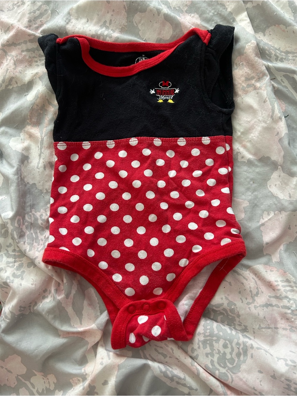 Disney Minnie Mouse Red & Black Polka Dot Baby One-Piece